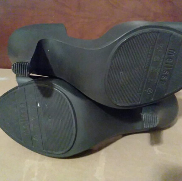 Melissa black mermaid double bow 4' heels size 9 - Picture 5 of 8